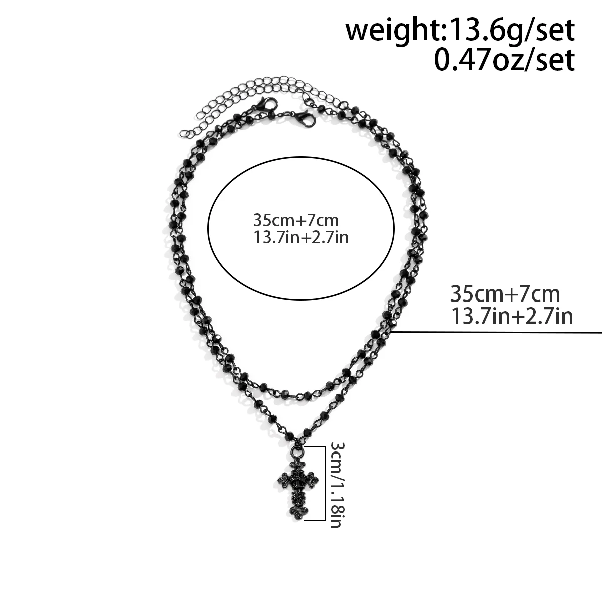 Gothic Black Cross Pendant Choker - 4