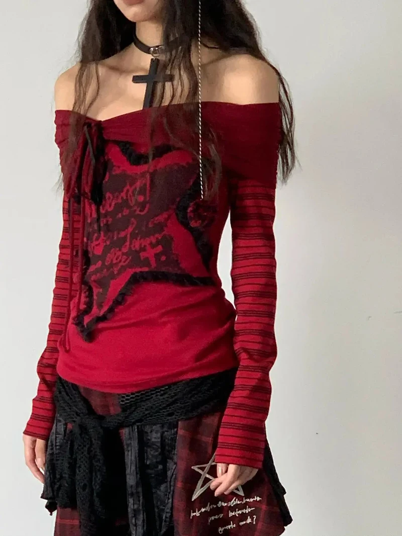 Gothic Punk Off-Shoulder Top - 1