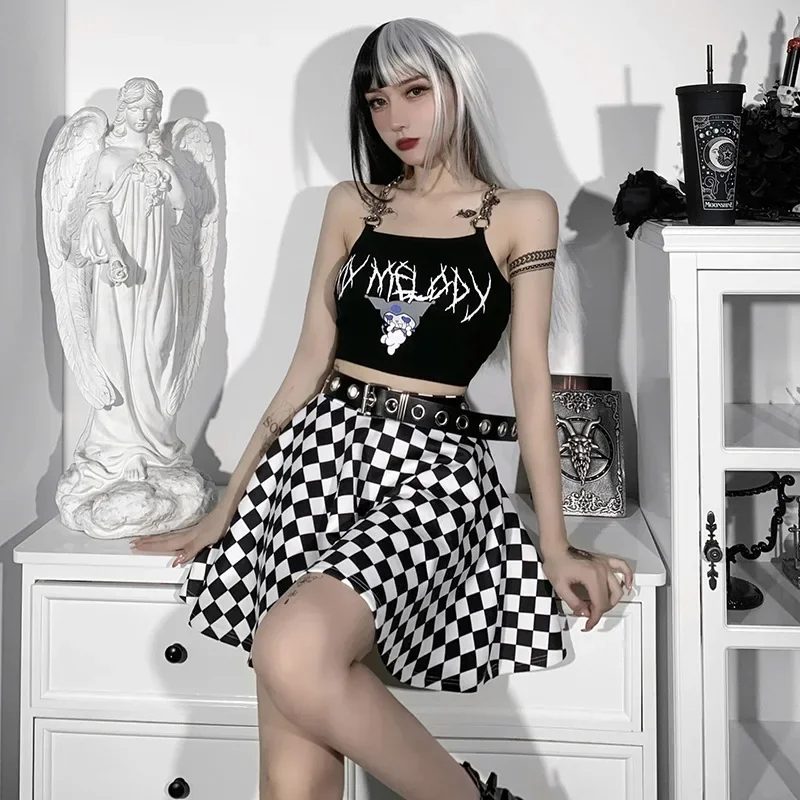 E-Girl Grunge Checkered Mini Skirt - 11