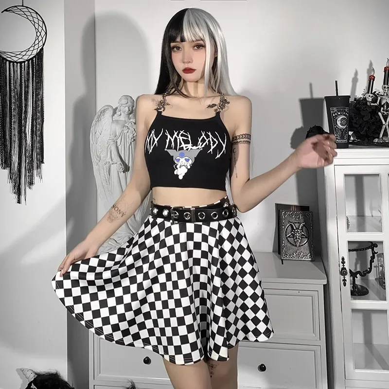E-Girl Grunge Checkered Mini Skirt - 7