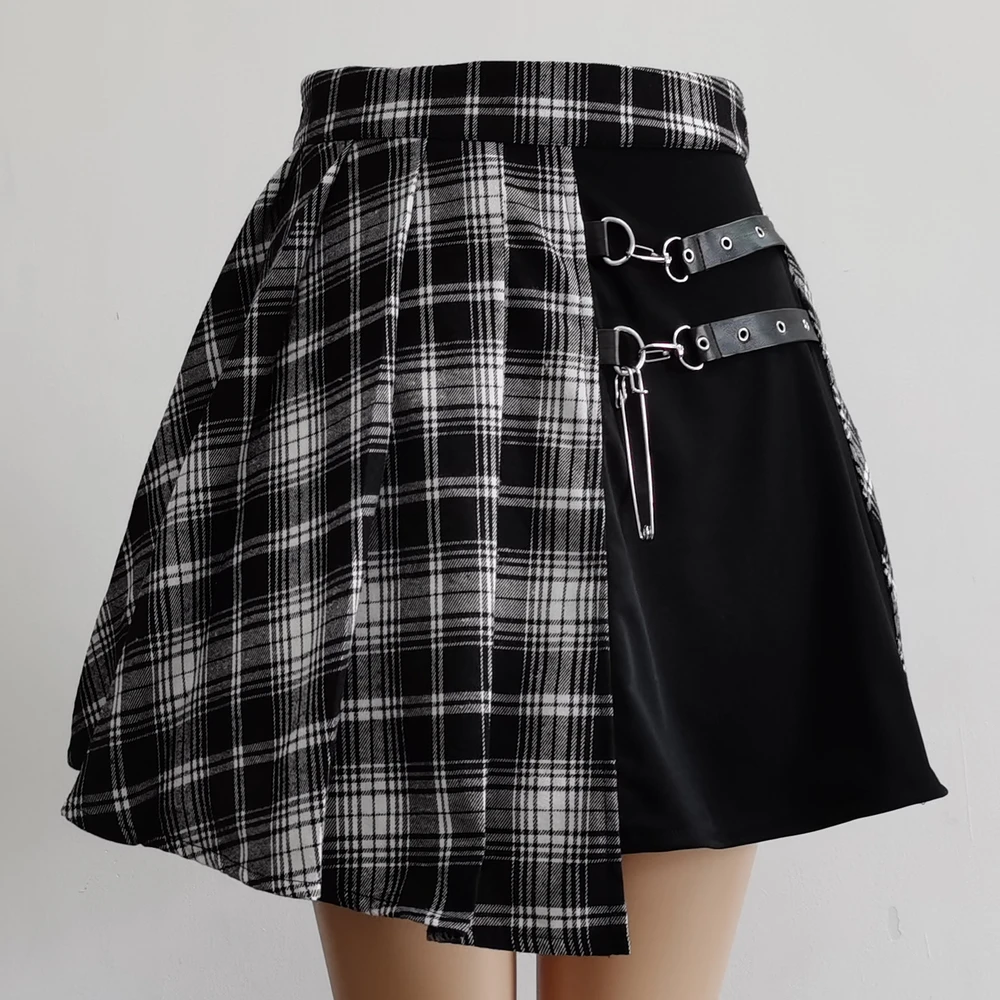 Punk Rock Plaid Mini Skirt - 7