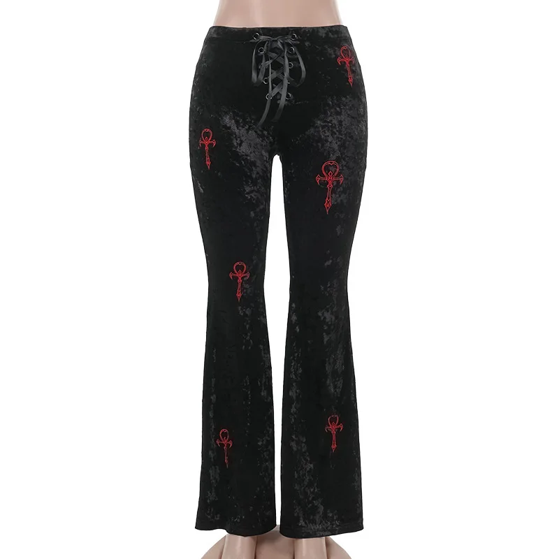 Gothic Grunge Velvet Pants - 1