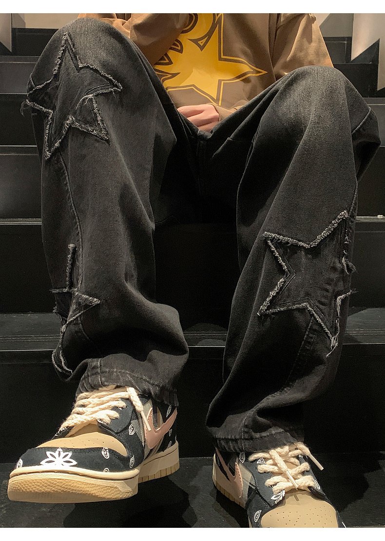 Y2K Streetwear Star-Patch Jeans - 14 Y2K Streetwear Star-Patch Jeans - 14