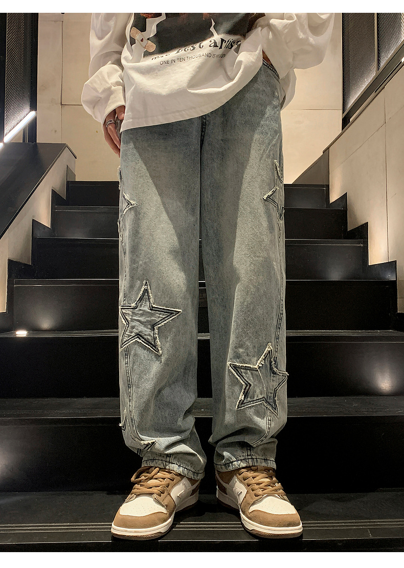 Y2K Streetwear Star-Patch Jeans - 2 Y2K Streetwear Star-Patch Jeans - 2