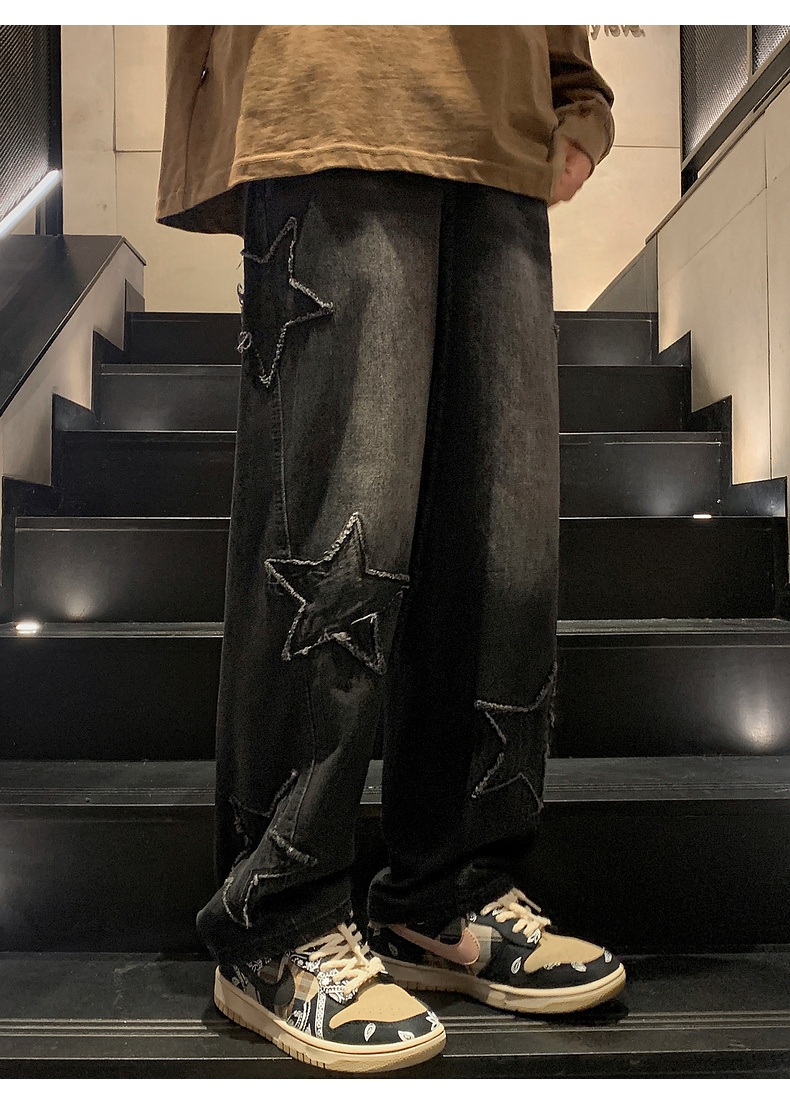 Y2K Streetwear Star-Patch Jeans - 12 Y2K Streetwear Star-Patch Jeans - 12