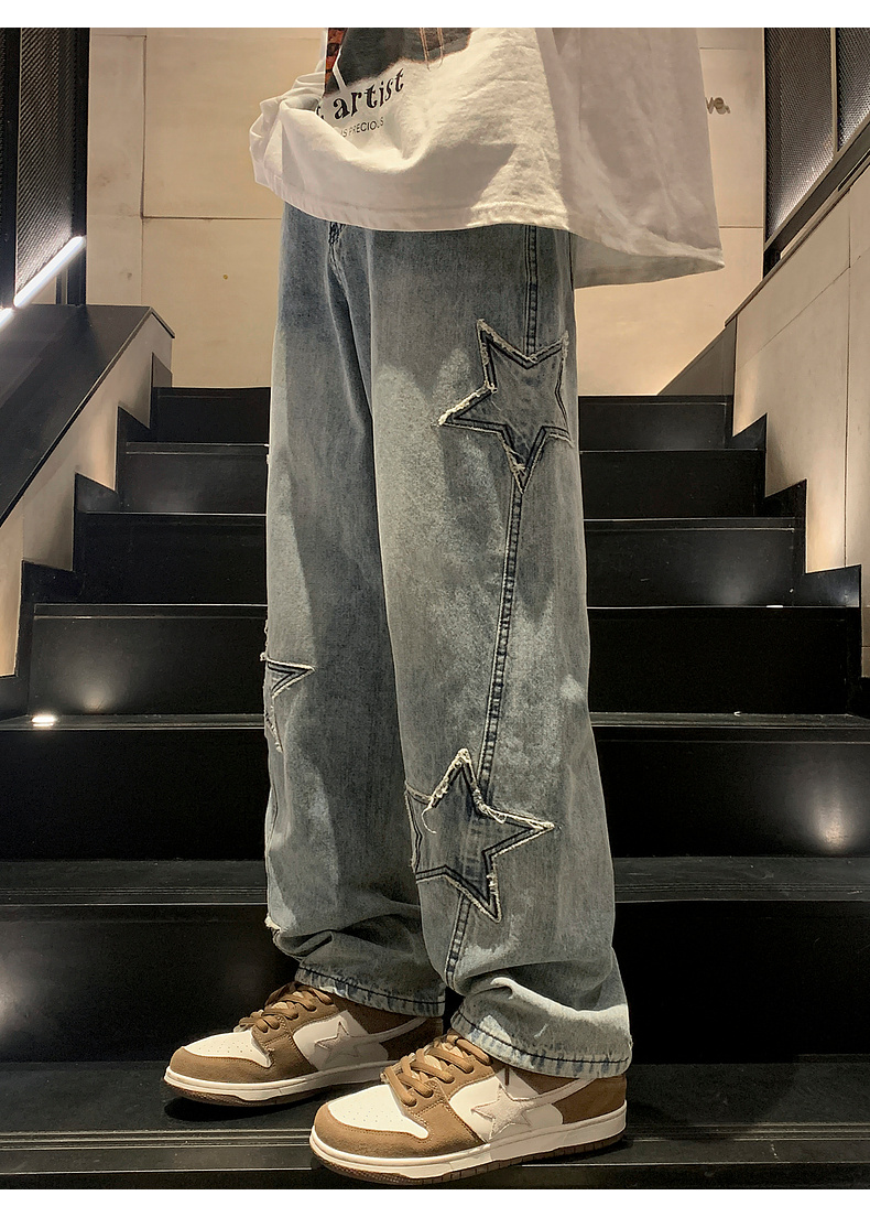 Y2K Streetwear Star-Patch Jeans - 6 Y2K Streetwear Star-Patch Jeans - 6