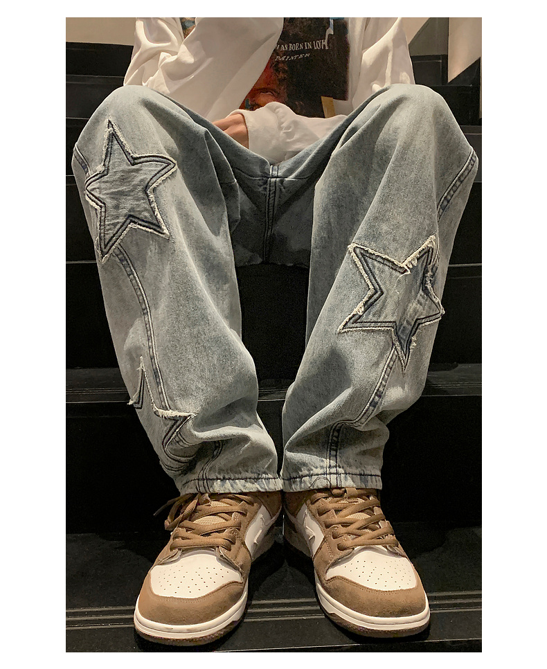 Y2K Streetwear Star-Patch Jeans - 7 Y2K Streetwear Star-Patch Jeans - 7