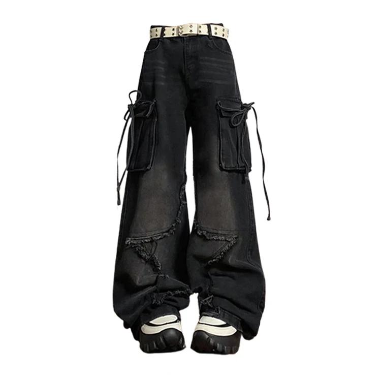 Grunge & Punk Distressed Patchwork Pants - 2
