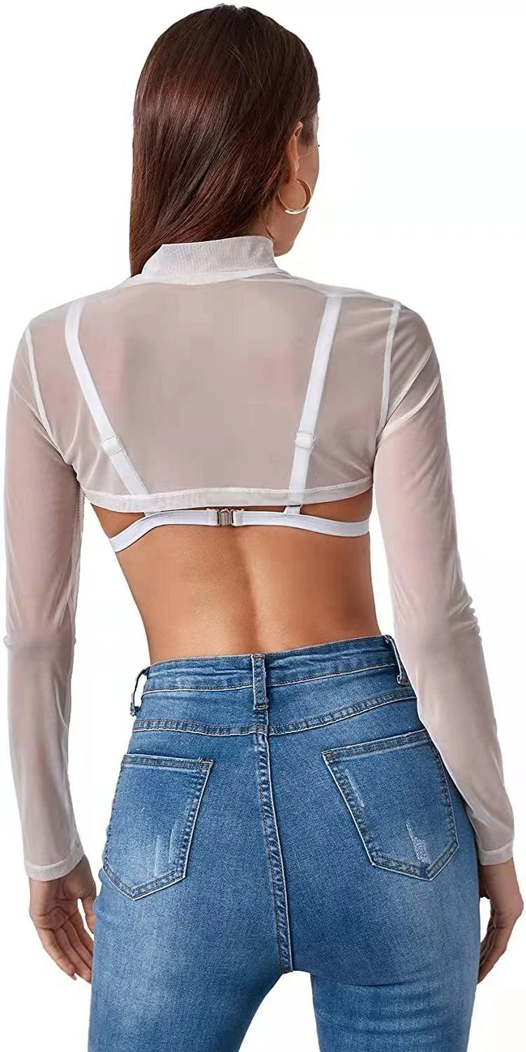 Y2K Streetwear Sheer Cut-Out Crop Top - 10