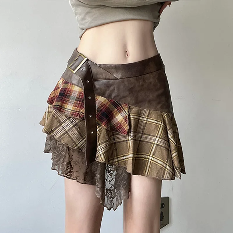 Grunge Punk Patchwork Skirt - 2