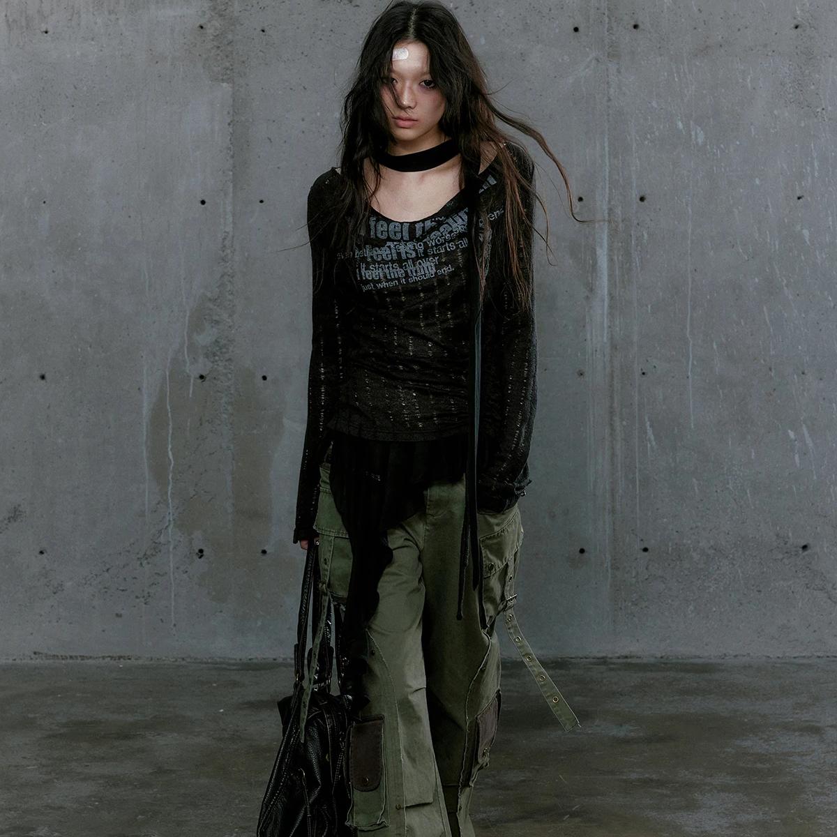 Gothic Punk Distressed Graphic Top - 20