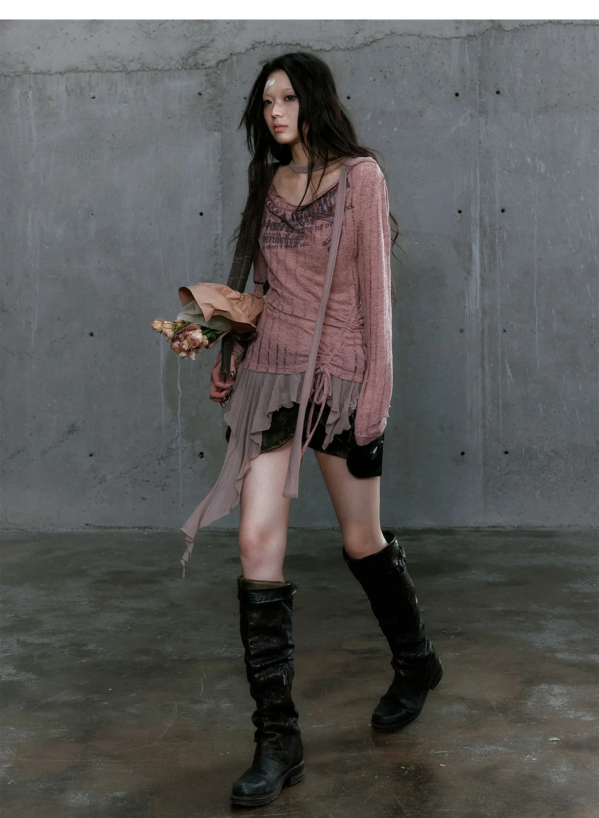 Gothic Punk Distressed Graphic Top - 4