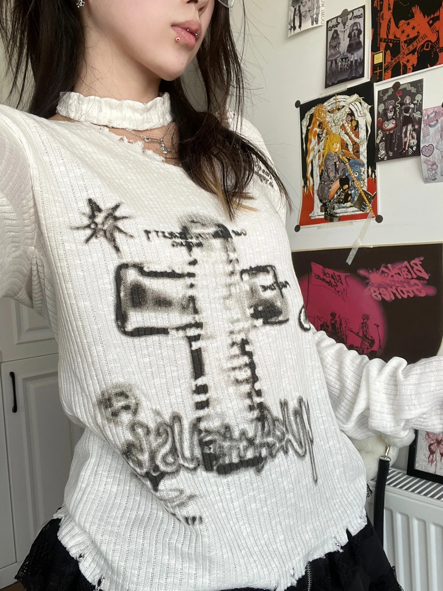 Grunge Streetwear Asymmetrical Ribbed Top - 6 Grunge Streetwear Asymmetrical Ribbed Top - 6