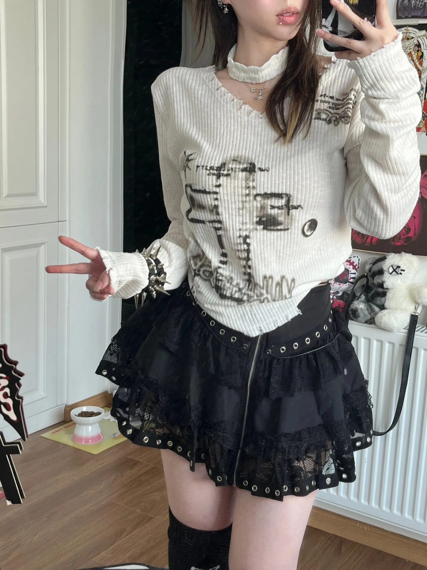 Grunge Streetwear Asymmetrical Ribbed Top - 5 Grunge Streetwear Asymmetrical Ribbed Top - 5