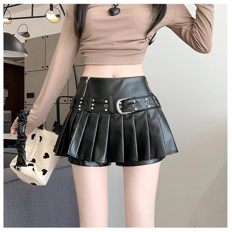 Gothic Punk Leather Mini Skirt - 9