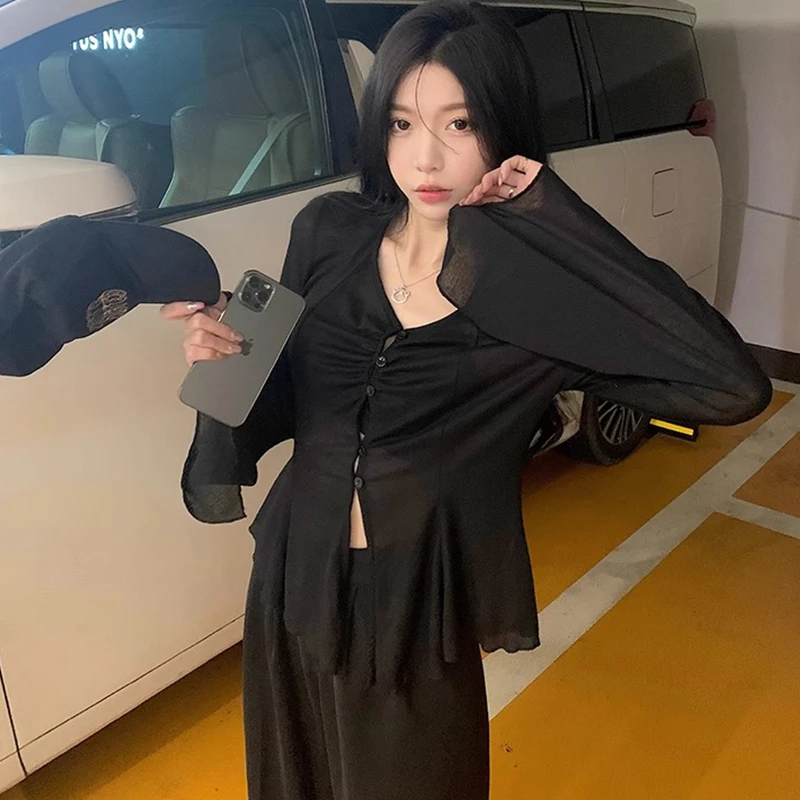 Dark Academia Ruffled Button-Up Blouse - 4