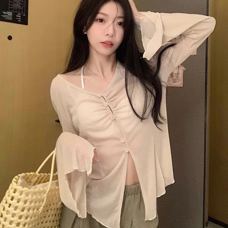 Dark Academia Ruffled Button-Up Blouse - 10