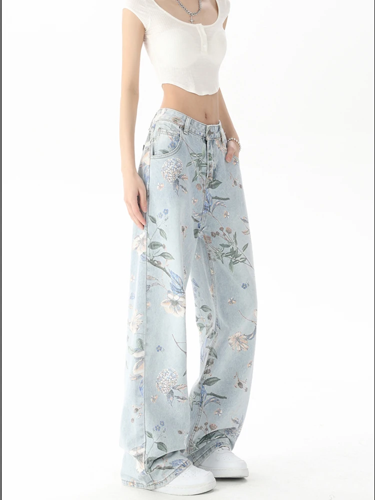 Cottagecore Floral Wide-Leg Jeans - 6