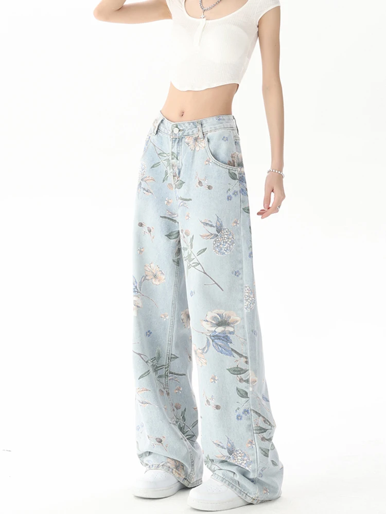 Cottagecore Floral Wide-Leg Jeans - 7