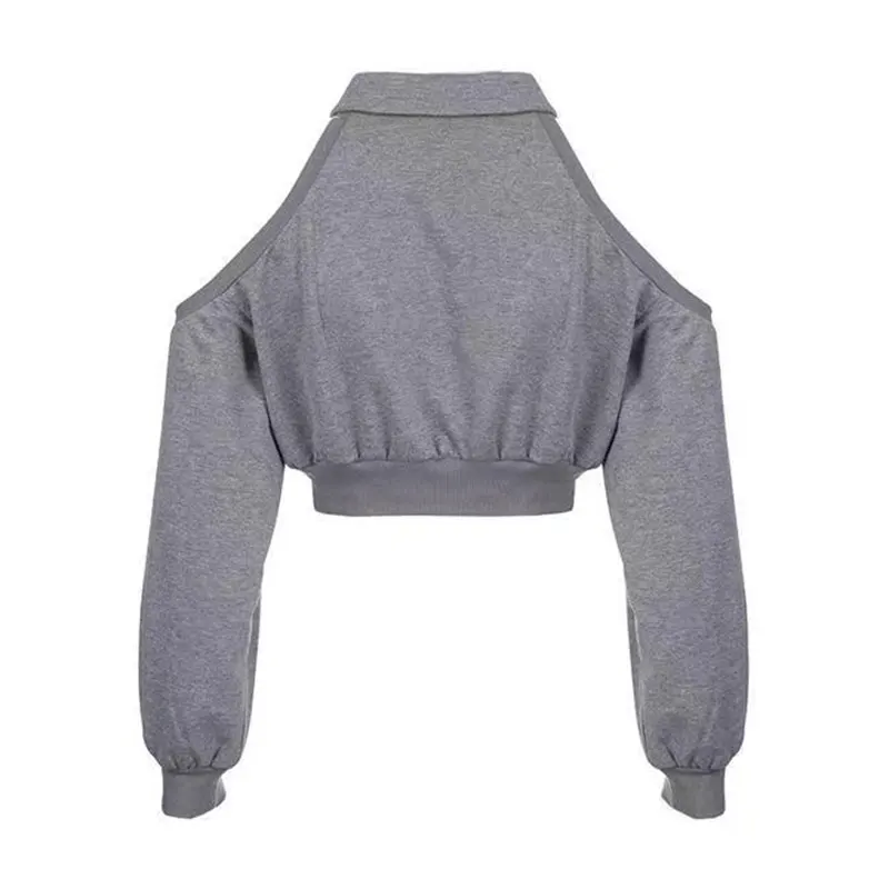 Grunge Streetwear Cold-Shoulder Crop Top Grunge Streetwear Cold-Shoulder Crop Top