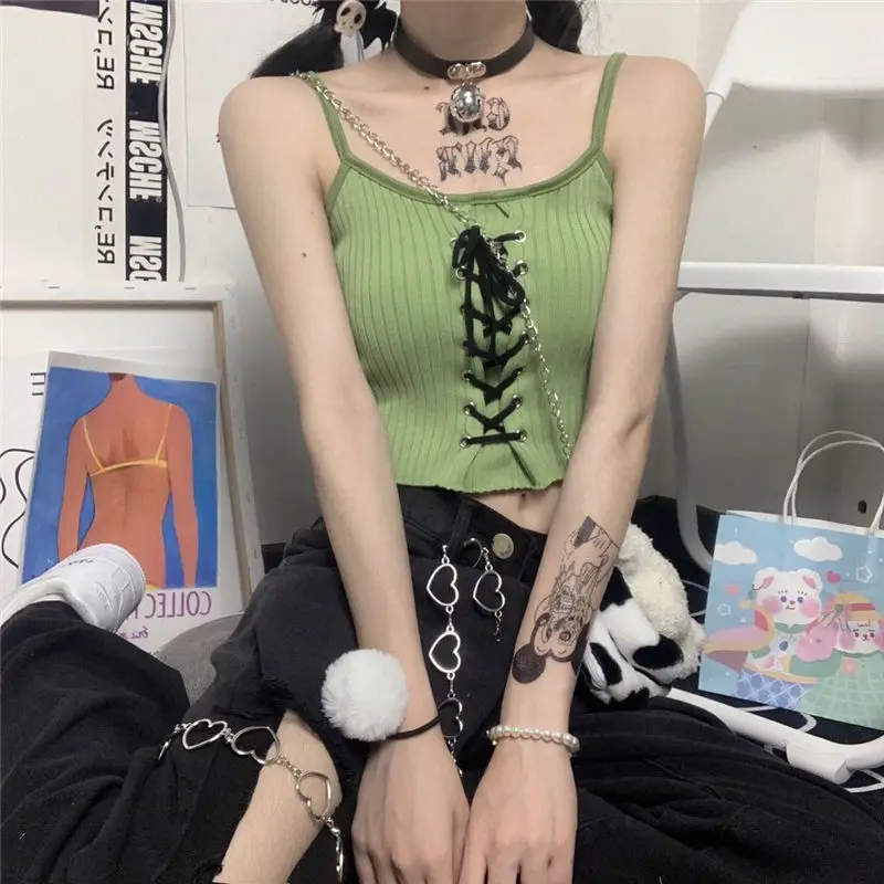 Y2K Kawaii Acubi Lace-Up Crop Top - 13