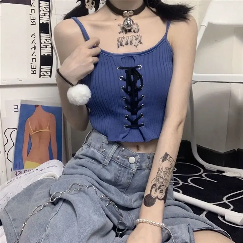 Y2K Kawaii Acubi Lace-Up Crop Top - 17