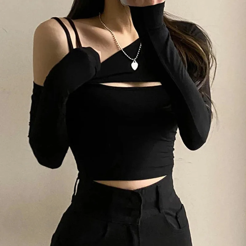 Gothic Punk Cut-Out Long Sleeve Top - 2 Gothic Punk Cut-Out Long Sleeve Top - 2