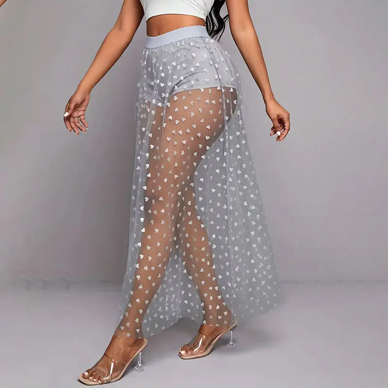 Gothic Punk Sheer Lace Maxi Skirt - 17