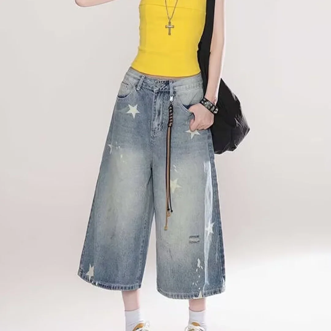 Y2K Star-Patch Culottes - 2