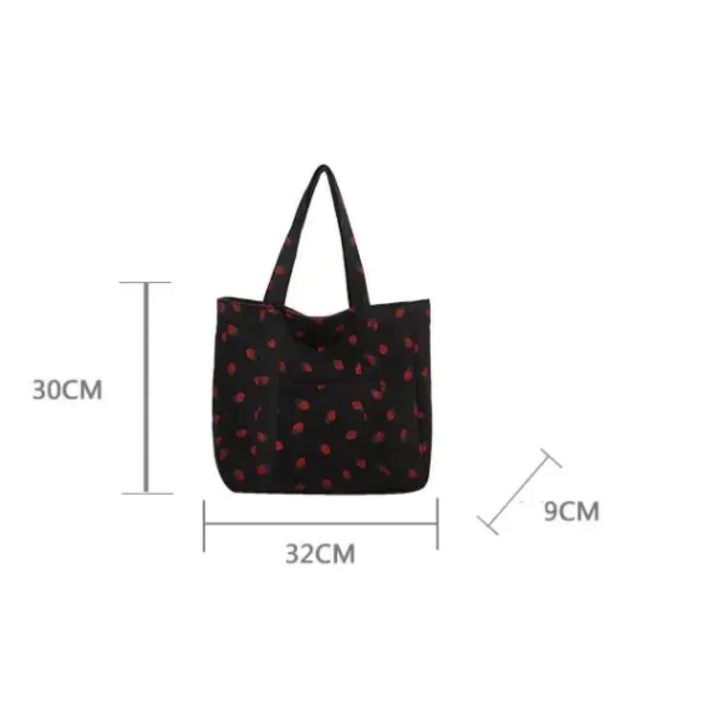 Kawaii Strawberry Print Tote Bag