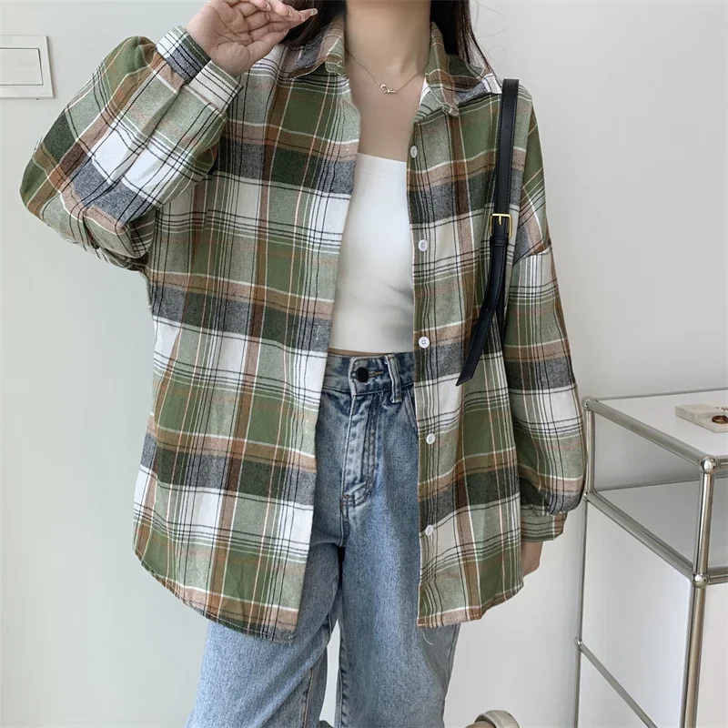 Egirl Oversized Plaid Shirt - 16
