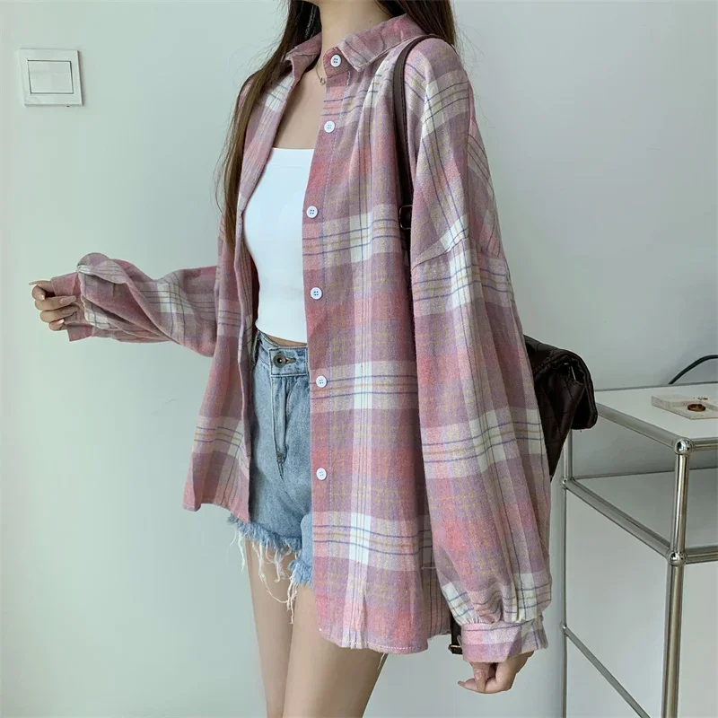 Egirl Oversized Plaid Shirt - 8