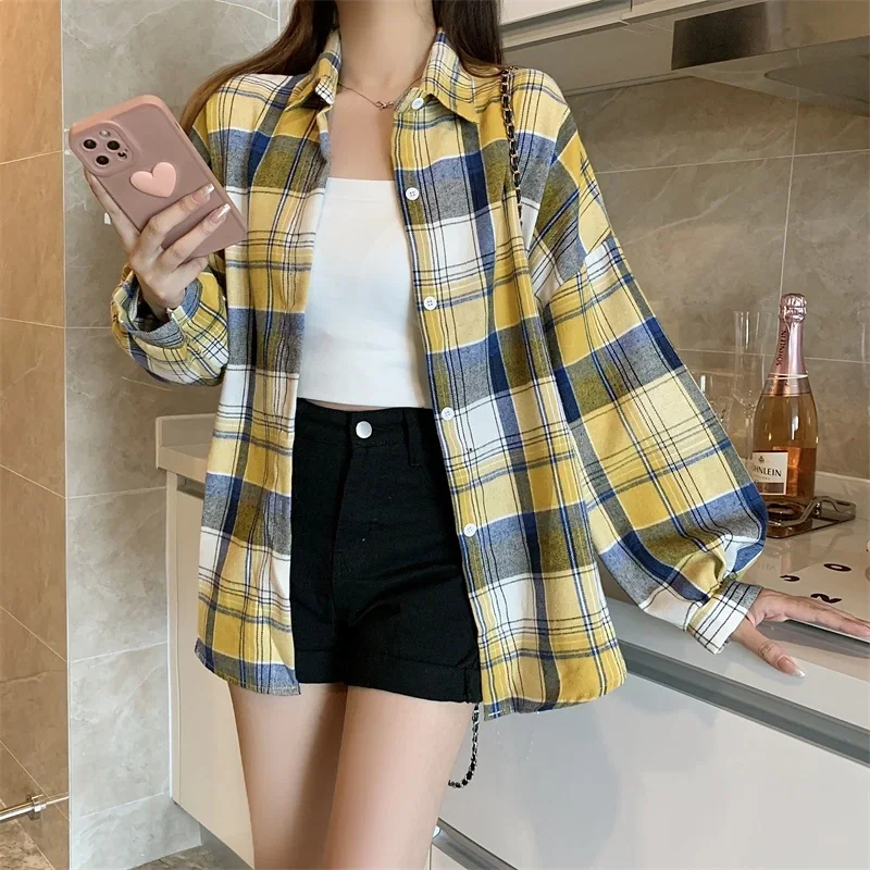 Egirl Oversized Plaid Shirt - 13