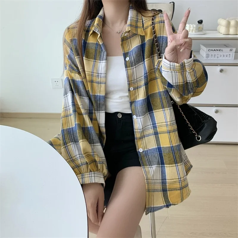 Egirl Oversized Plaid Shirt - 14