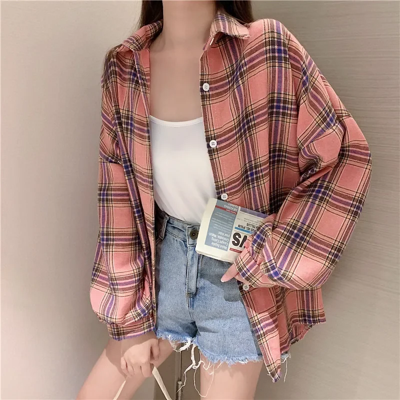 Egirl Oversized Plaid Shirt - 22