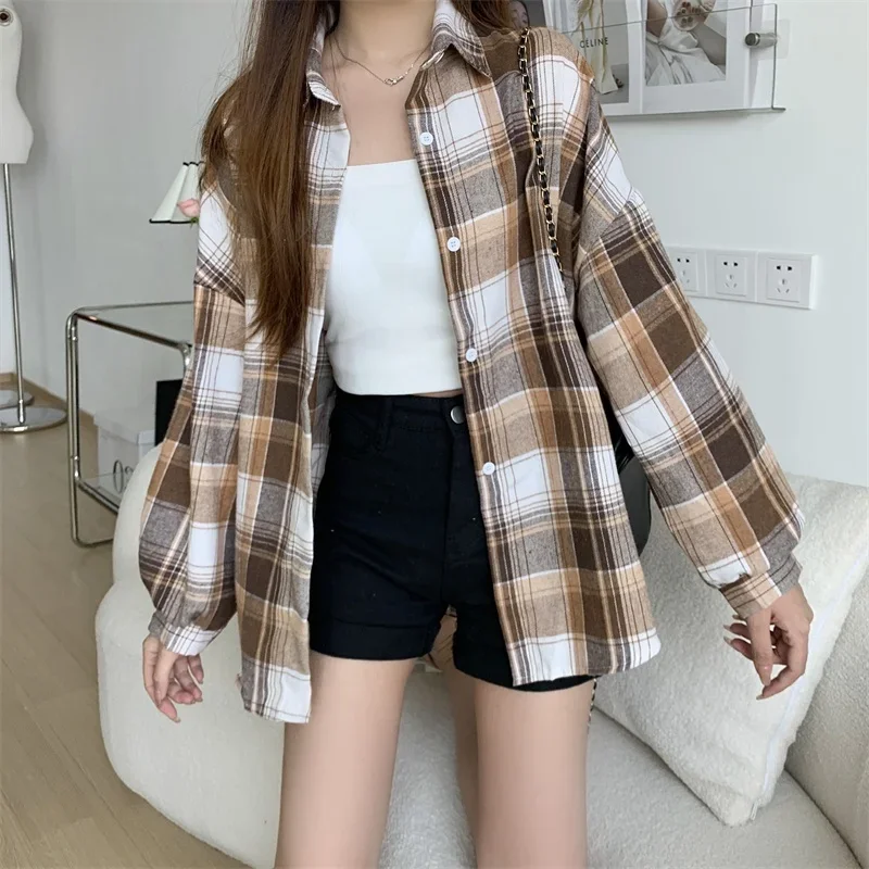 Egirl Oversized Plaid Shirt - 11