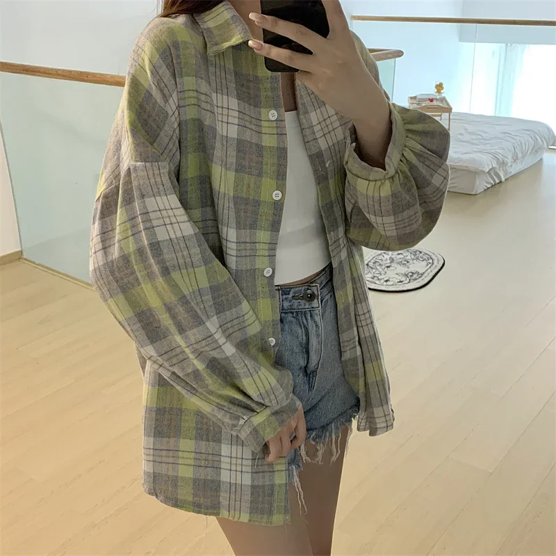 Egirl Oversized Plaid Shirt - 9