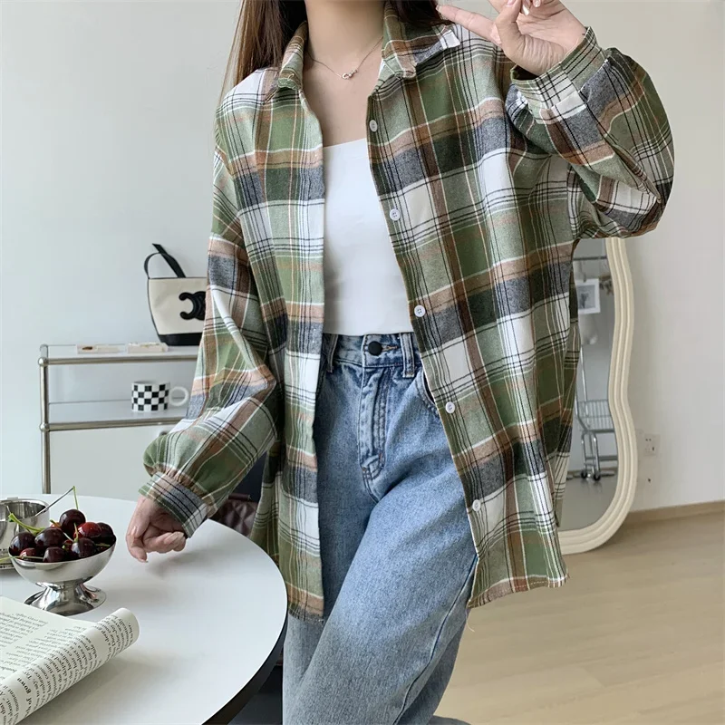 Egirl Oversized Plaid Shirt - 17