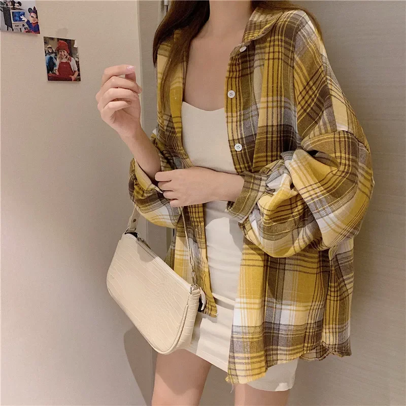 Egirl Oversized Plaid Shirt - 24