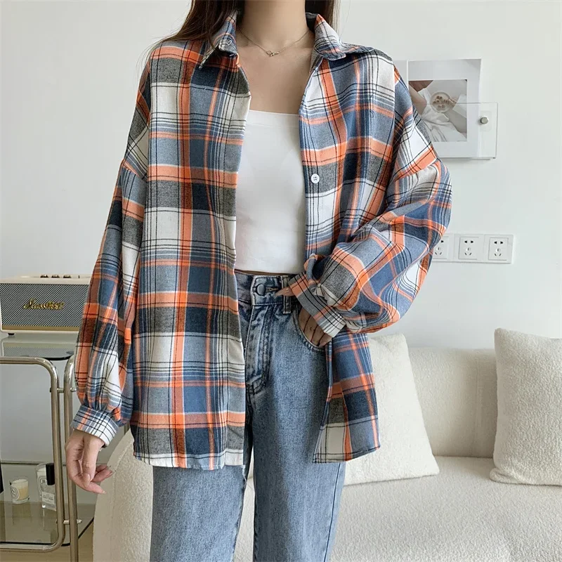 Egirl Oversized Plaid Shirt - 19