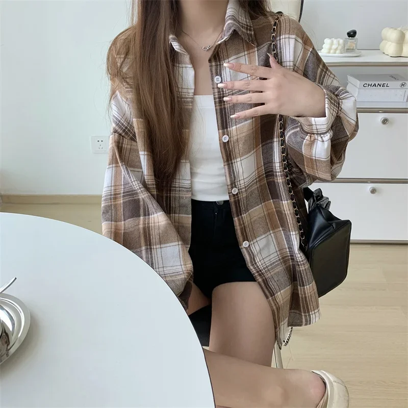 Egirl Oversized Plaid Shirt - 12