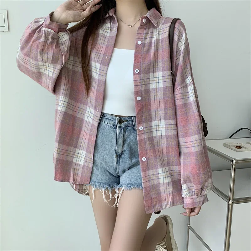 Egirl Oversized Plaid Shirt - 7