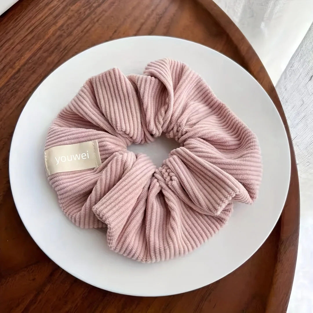 Soft Girl Pleated Ribbed Scrunchies Set - 6