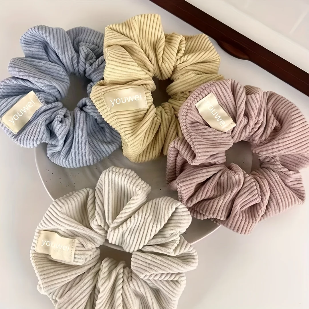Soft Girl Pleated Ribbed Scrunchies Set - 5