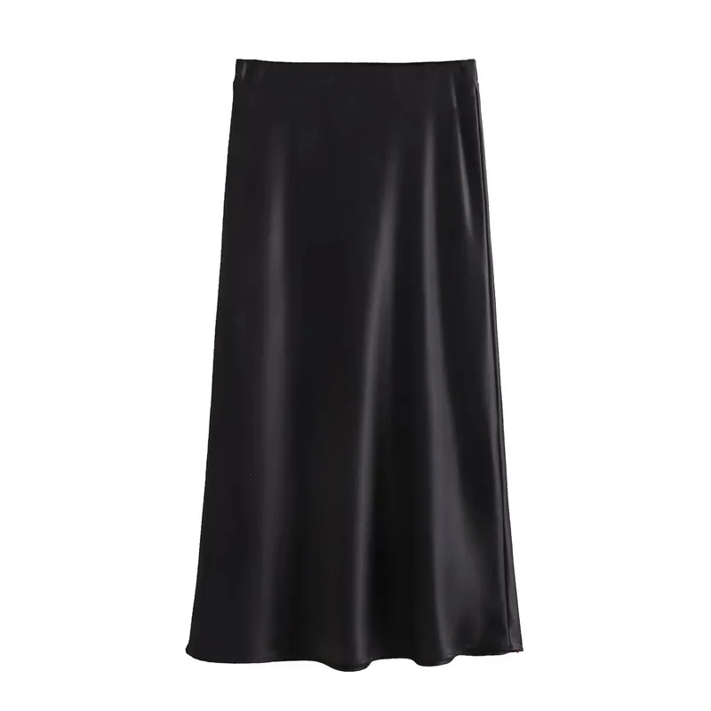 Minimalist Satin Midi Slip Skirt - 7