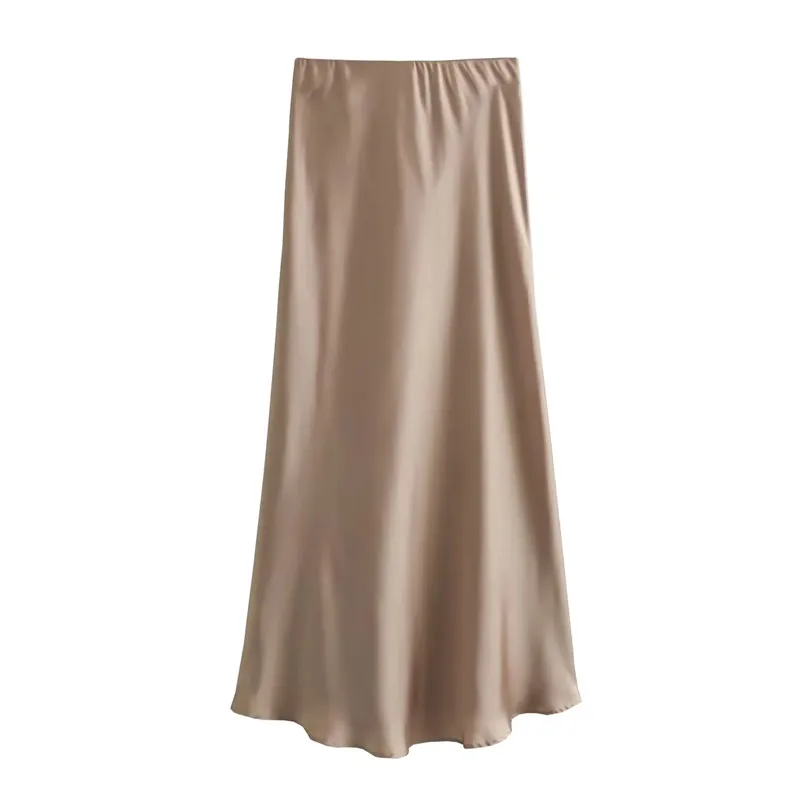 Minimalist Satin Midi Slip Skirt - 9
