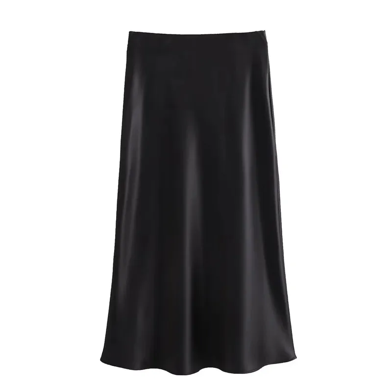 Minimalist Satin Midi Slip Skirt - 6