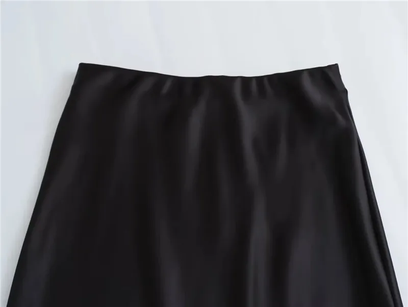 Minimalist Satin Midi Slip Skirt - 10