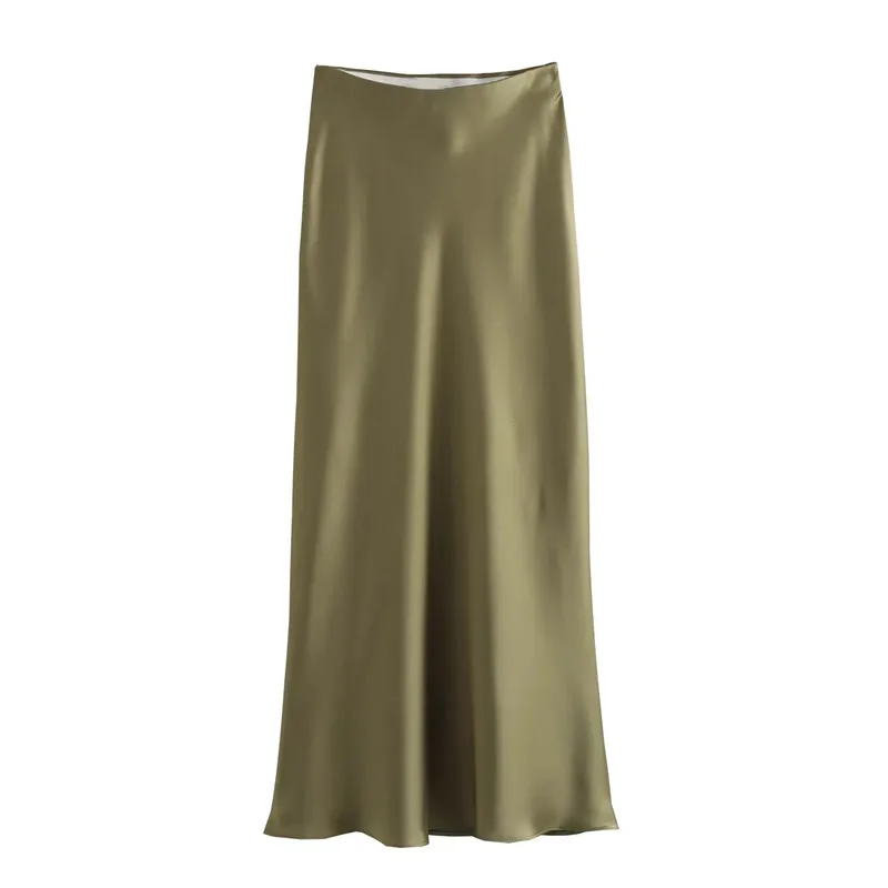 Minimalist Satin Midi Slip Skirt - 4