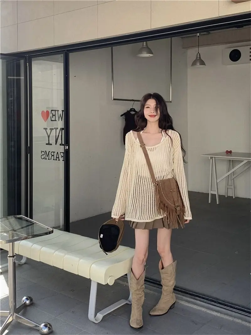 Cottagecore Open-Knit Oversized Sweater - 9